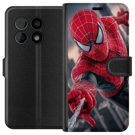 Kompatibelt Plånboksfodral till OnePlus OnePlus 10 Pro Dynamisk Spider-Man-illustration i actionperspektiv, superhjältetema med rörelseekonomi och