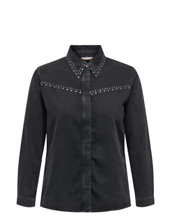 Carjocelyn Ls Deco Dnm Shirt Cro Shirts Denim Shirts Svart ONLY Carmakoma*Betinget Tilbud