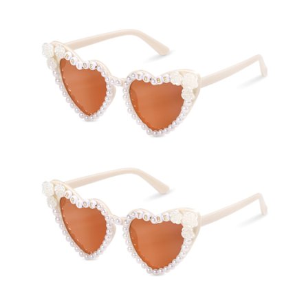 2-delt polterabend solbrillesæt, brude hjerteformede briller med vintage blomster og perler, bryllupsgave sæt
