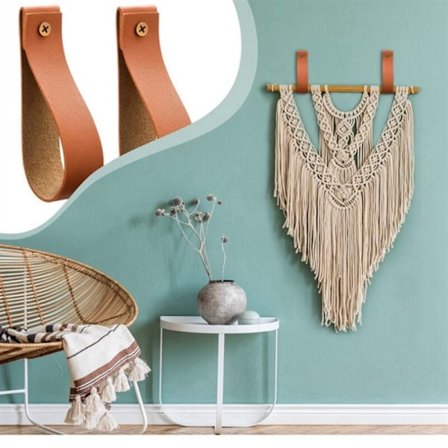 8 st PU-läder väggkrokar läder vägg hängande rem gardinstång remhållare läder sten hänge handdukskrok