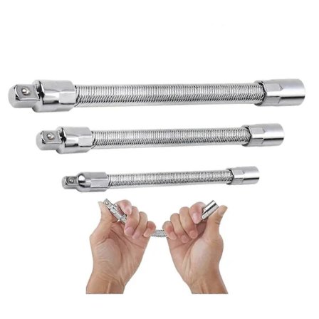 Universel Elektrisk Topnøgleforlænger, 1/4, 3/8, 1/2 Topnøgle Drivhoved, Bøjelig Fleksibel Topnøgleforlænger Skaft Sæt (3 stk)