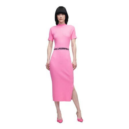 Karl Lagerfeld, Sslv Knit Dress W/Logo Różowy, Kobieta, Rozmiar: M