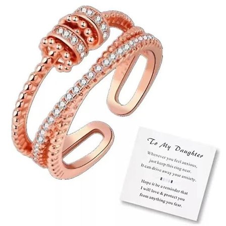 Kvindernes roterende diamantindlæg ring justerbar åben ring diskret beroligende gave til hjemmet/kontoret/skolen, angst ring lindrer stress