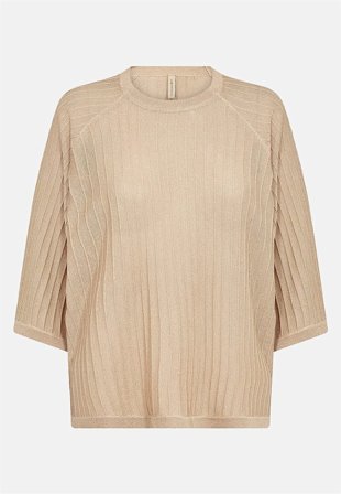 Soyaconcept - Finstrikket genser med glittertråder i sand for damer i størrelse L (42) - Cellbes