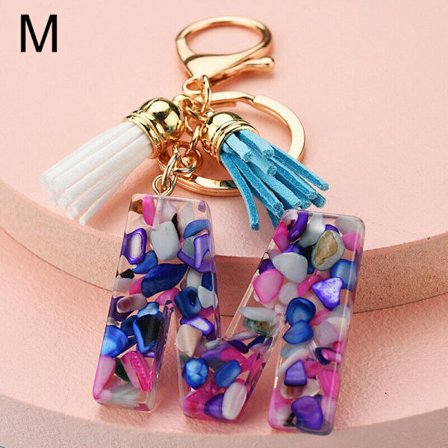 A-Z Alfabetbokstav Kvast Akryl Nøkkelring Veske Bil P