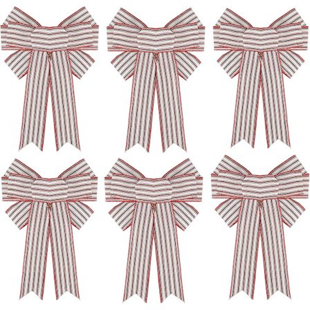 Sett med 6 Juletrærbånd, Linstoff Julekrans, Juletrærpynt, Høytid, Bryllup