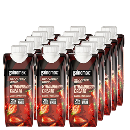 Proteindrikke 15 x Gainomax Recovery Drink 250 ml, Jordgubb - Bodyman.dk