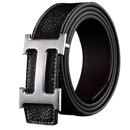 Uusi Tyyli Business Casual Aitoa PU-nahkaa H Sileä Solki Litsi Vilja Vyö Miehille