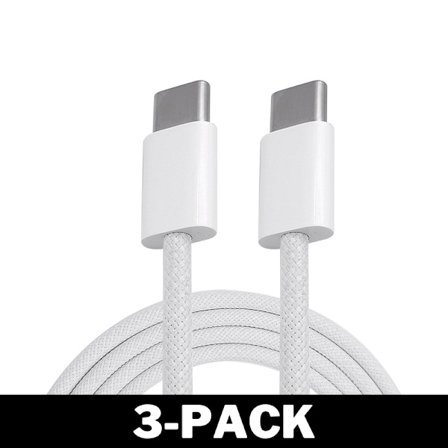 Snabbladdningskabel USB-C till USB-C Nylonflätad Vit 1M