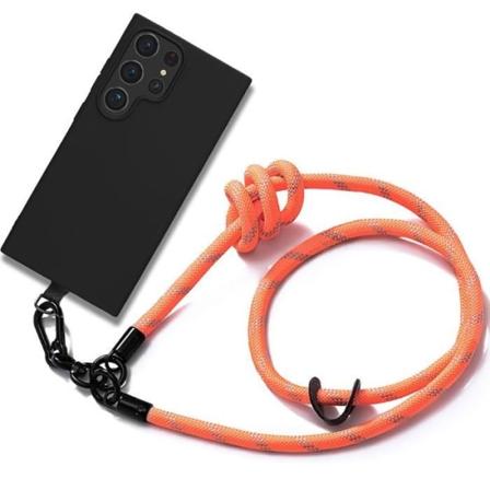 Crossbody-fodral för Samsung Galaxy S24 Ultra - Svart Stötsäker Anti-Scratch med kraftigt band Orange