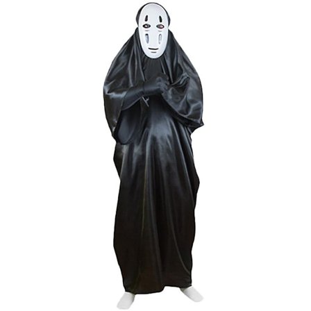 Spirited Away No Face Man Cosplay Kostyme for Menn Halloween Maskerade Svart