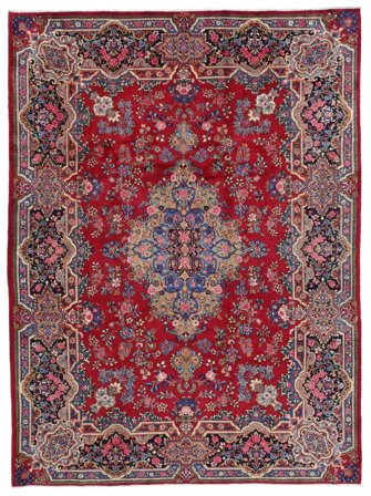 Maschad Teppich Handgeknüpft 253X340 Dunkelrot/Schwarz Persien