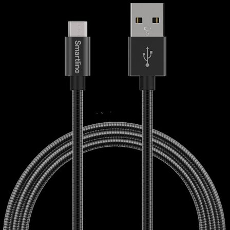 Smartline 1m Micro USB Laddningskabel Metallic Svart
