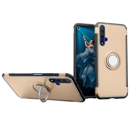 TG Huawei Nova 5T - Stilfuldt Cover med Ringholder Guld