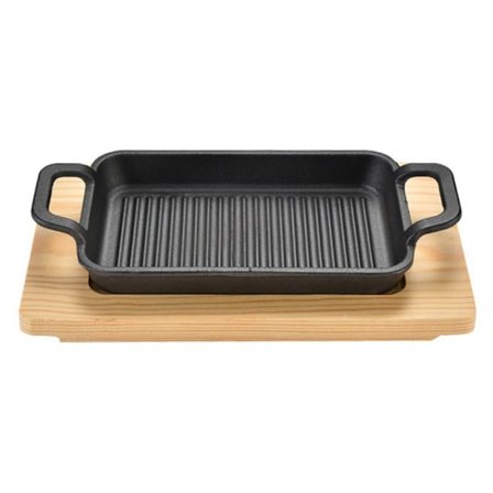 Grillplade - TD - Firkantet - Gussejern - Universel - Med træfundament