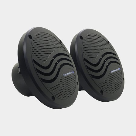 Głośniki morskie Promarine, 6.5", 150 W, czarne, do montażu wpuszczanego, z czarnymi frontami, 2-pak (master + slave) - Jachtowa