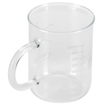 Borosilikatglasbägare med handtag och mätningsskala för kaffe och te
