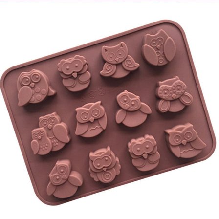 Söta 12 håligheter djur uggla formad silikon choklad godis