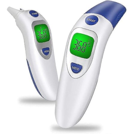 Medicinsk Pande- og Øretermometer, Digitalt Infrarødt Termometer 4 I 1 Multifunktionel Trefarvet Feberindikator