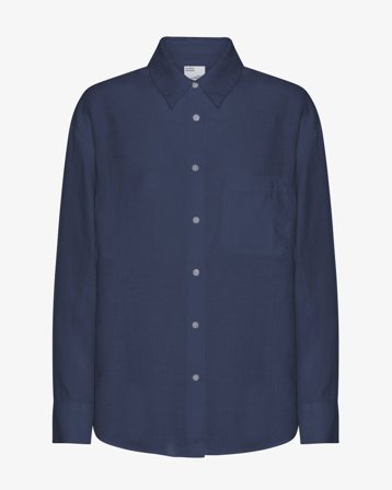 Linen Oversized Shirt - Marine Blue L