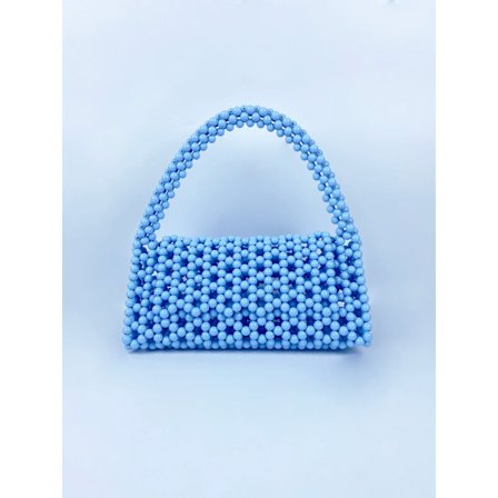 French Vintage Girl Knitted Beaded Colorful Acrylic Triangle Bag Handbag 3D Mesh Red Women's Bag