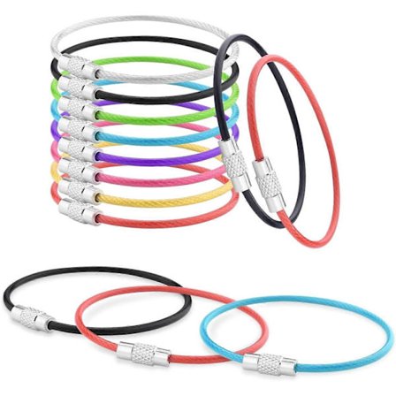 16-pak rustfri stål løkker 2 mm belagt wire nøglering kabel store nøgleringe 6 LXF