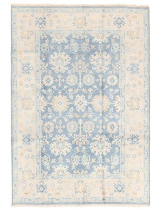 Anudada A Mano Usak Indo Alfombra 190X268 De Lana Gris/Beige