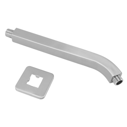 Messing Firkantet Vægmonteret Brusehoved Forlængerarm 25 cm Rustfri til Badeværelse