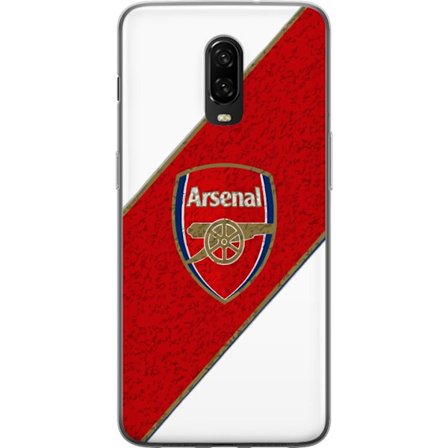 Kompatibelt Mobilskal till OnePlus OnePlus 6T Moschino Toy teddybjörn med enkel tecknad design, brun björn med vit tröja och tydlig logotyp på sva