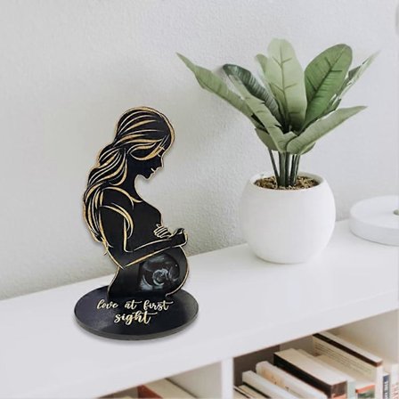 Puinen Raskausilmoitus Telinekehys 7.87x4.33x0.16 Tuumaa Raskaana Oleva Naisen Valokuvakehys Ovaalin Muotoinen Kyltti Raskaana Olevalle Äidille