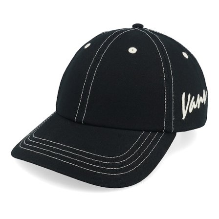Vans - Classic Script Curved Bill Jockey Black Dad Cap Unconstructed Black Cap - @ Hatstore