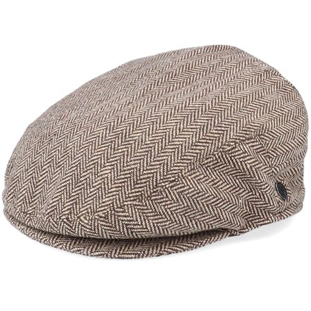 Jaxon & James - Brown flatcap Czapka Z Daszkiem - Herringbone Dark Brown Flat Cap @ Hatstore