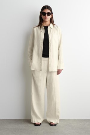 COS Women's Oversized Linen Shirt in Yellow