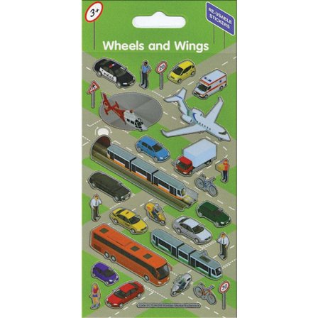 Hjul og vinger 25 stk glitrende klistermærker biler fly