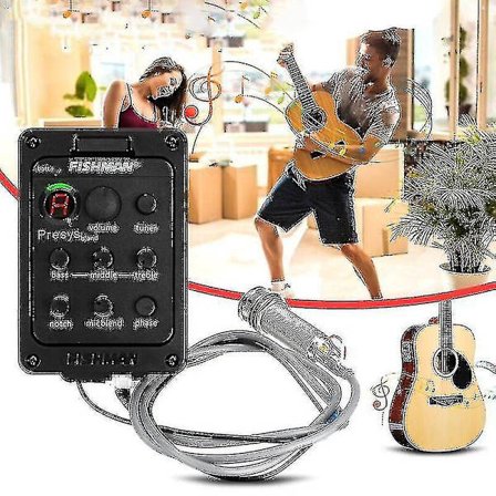 Fishman 4 Band 301 Eq Stämapparat Piezo Mic Presys Blend Akustisk Gitarr Pickup Förförstärkare -GSL