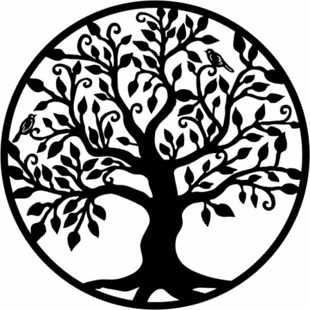 Livets träd i metall, väggdekoration, silhuettkonst, present till inomhus