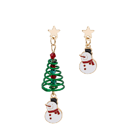 Snemand juleøreringe 1 par MultiColor