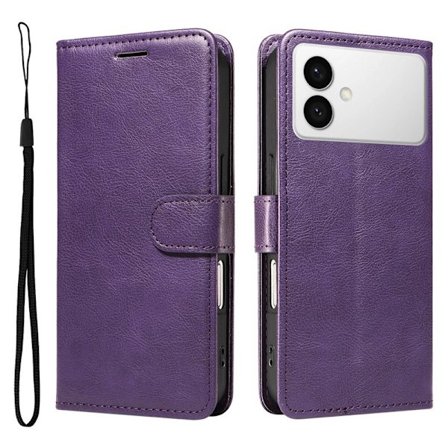 Samsung Galaxy S26 Edge Plånboksfodral Konstläder Med Rem - Lila