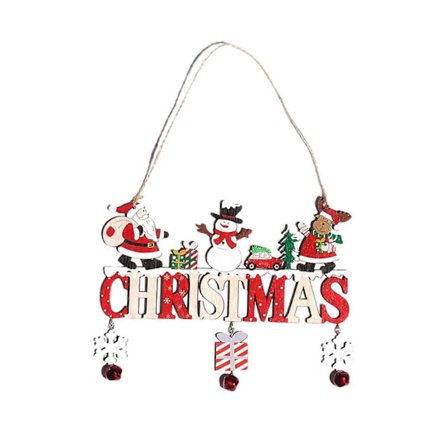 MengXi Juletrepynt Tegneserie Bokstav Sjarm Anheng med Klokke Søt Julenisse Snømannnisse Dekor Jul Velkommen Trehengende Ornament