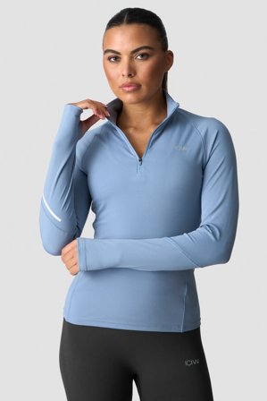 Everyday Long Sleeve 1/4 Stripe Zipper Metal Blue