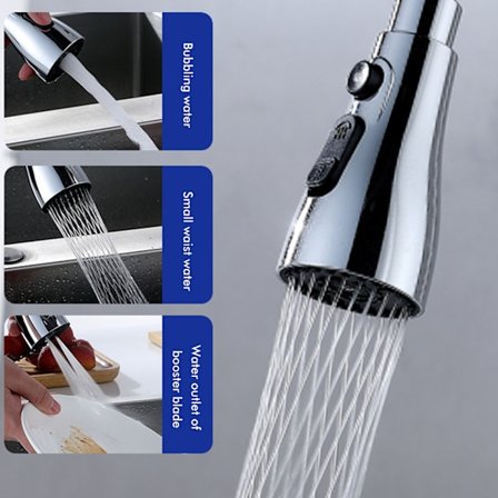 Kranhode for kjøkken, erstatning for uttrekkbar kran, sprayhode for uttrekkbar kran, munnstykke