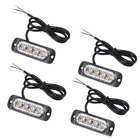 4 stk 4 LED Amber Recovery Strobe Lys 12v 24v Orange Grill Nedbrudd Blinkende