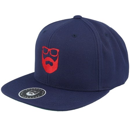 Bearded Man - Blå snapback Keps - Logo Navy/Red Snapback @ Hatstore