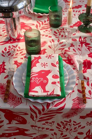 Jotex - Serviett 4-pakning antikkhvit/rød - WONDERWORLD - Kjøp Servietter hos Jotex