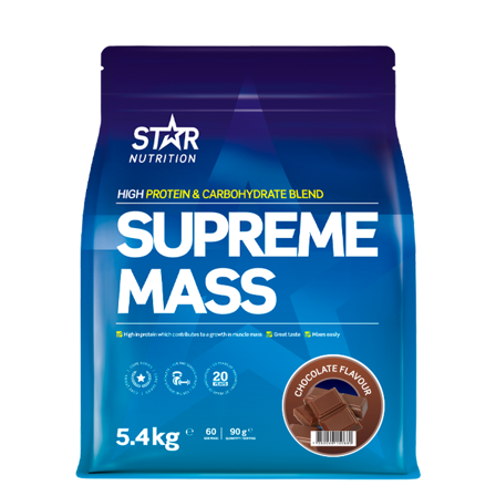 Weight gainer Star Nutrition Supreme Mass Gainer 5400 g, Chokolade - Bodyman.dk