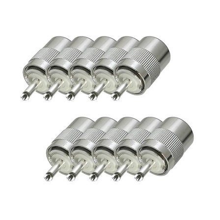 10 stk. stik PL259 Uhf han-stik lodning til Rg58 Rg142 Lmr195 Rg400 kabel messing