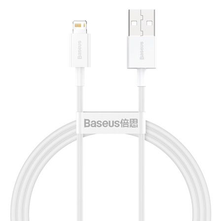 BASEUS Superior Fast Charge USB-A to Lightning Cable, 2.4A, 1m - White