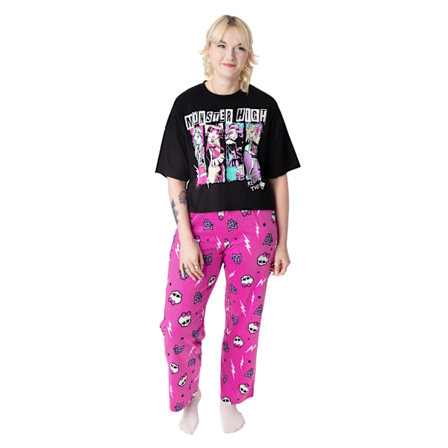 Monster High Dam/Dam Grupp Pose Lång Pyjamas Set L Svart/Rosa