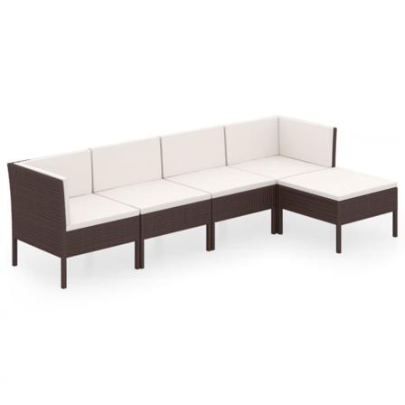 Vidaxl Loungegrupp För Trädgården Med Dynor 5 Delar Konstrotting Brun