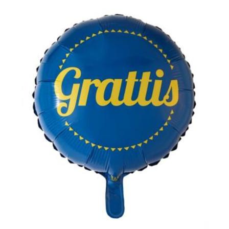 Folieballong Grattis, Blå & gul, 46cm - Barn - Leksaker